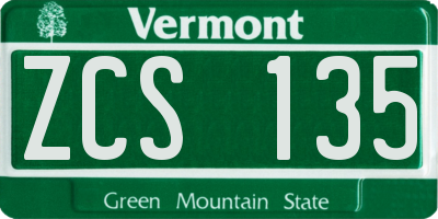 VT license plate ZCS135