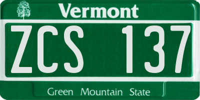 VT license plate ZCS137