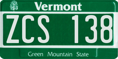 VT license plate ZCS138