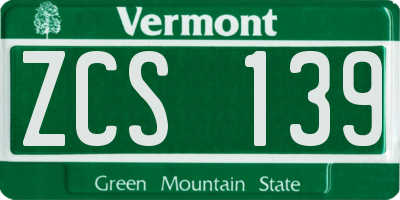 VT license plate ZCS139