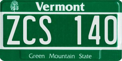 VT license plate ZCS140