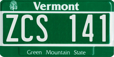 VT license plate ZCS141