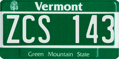 VT license plate ZCS143