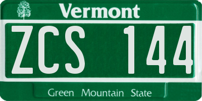 VT license plate ZCS144