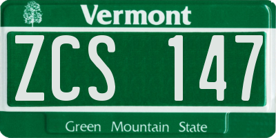 VT license plate ZCS147
