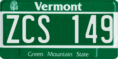 VT license plate ZCS149