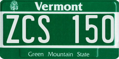 VT license plate ZCS150