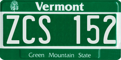 VT license plate ZCS152