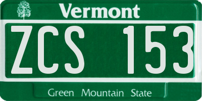 VT license plate ZCS153