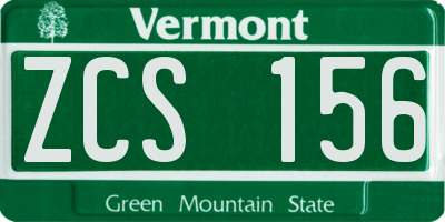 VT license plate ZCS156
