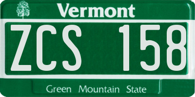 VT license plate ZCS158