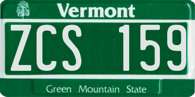 VT license plate ZCS159