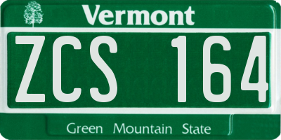 VT license plate ZCS164
