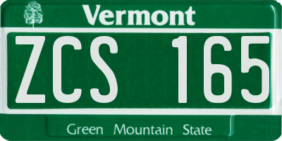 VT license plate ZCS165