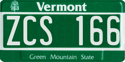 VT license plate ZCS166