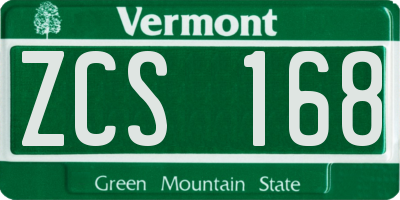 VT license plate ZCS168