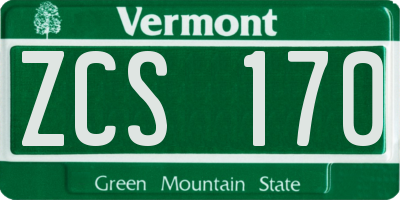 VT license plate ZCS170