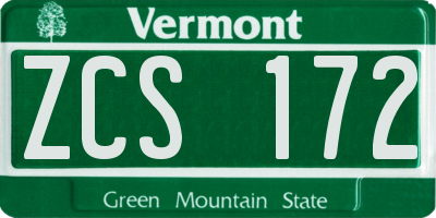 VT license plate ZCS172
