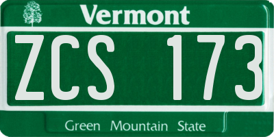 VT license plate ZCS173