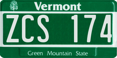 VT license plate ZCS174