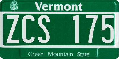VT license plate ZCS175