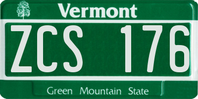 VT license plate ZCS176