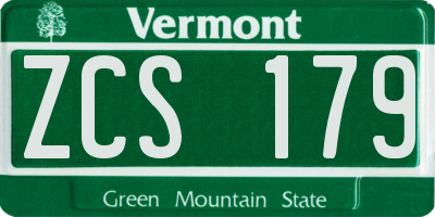 VT license plate ZCS179