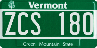 VT license plate ZCS180