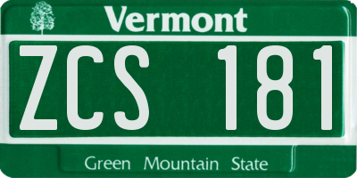 VT license plate ZCS181
