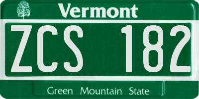 VT license plate ZCS182