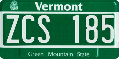 VT license plate ZCS185