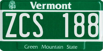 VT license plate ZCS188