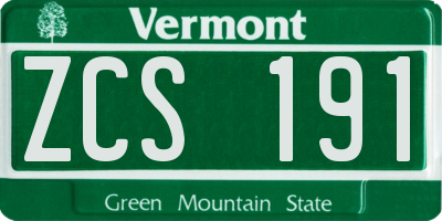 VT license plate ZCS191
