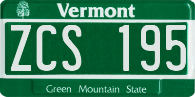 VT license plate ZCS195