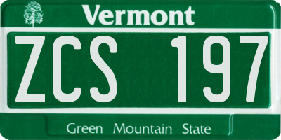 VT license plate ZCS197
