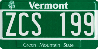 VT license plate ZCS199