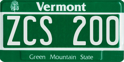 VT license plate ZCS200