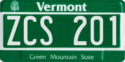 VT license plate ZCS201