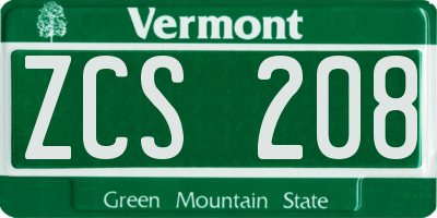 VT license plate ZCS208