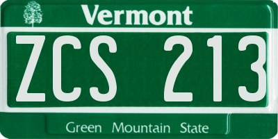 VT license plate ZCS213