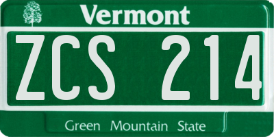 VT license plate ZCS214
