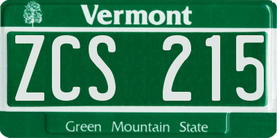 VT license plate ZCS215