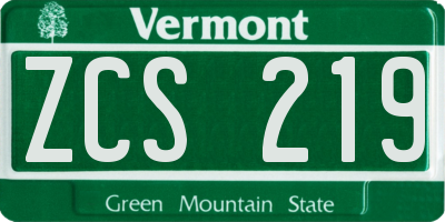 VT license plate ZCS219