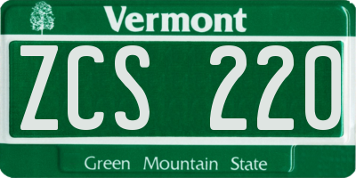 VT license plate ZCS220