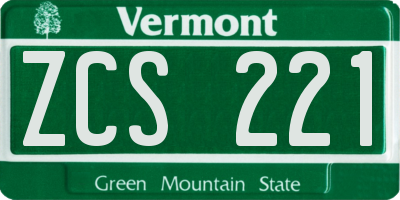 VT license plate ZCS221