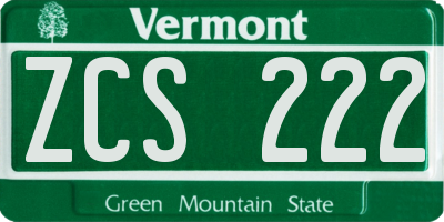 VT license plate ZCS222
