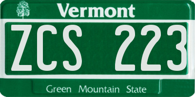 VT license plate ZCS223