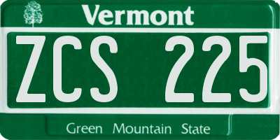 VT license plate ZCS225