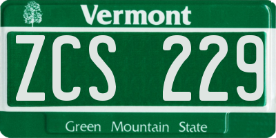 VT license plate ZCS229