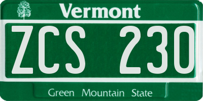VT license plate ZCS230